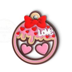 love hearts circle ornament tag