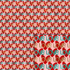 love red blue foil style pattern