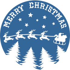 merry christmas circle santa sleigh
