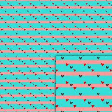 mini hearts stripes pattern