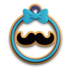 moustache circle ornament tag
