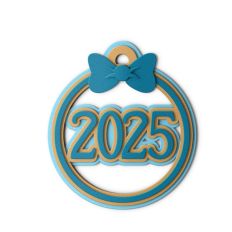 new year 2025 circle ornament tag