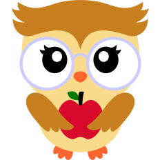 owl with apple