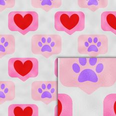 paw heart pink foil style pattern