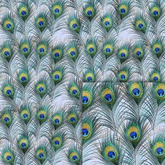 peacock feathers white foil style pattern
