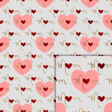 pink hearts love mom foil style pattern