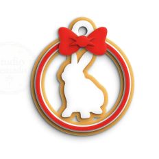 rabbit circle ornament tag