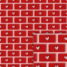 red brick hearts pattern