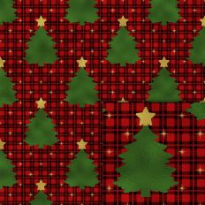 red plaid christmas tree foil style pattern