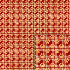 red plaid pet paw foil style pattern