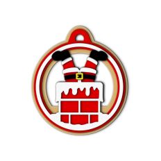 santa claus chimney circle ornament tag