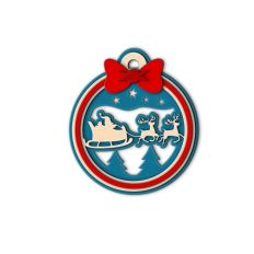 santa sleigh circle ornament tag
