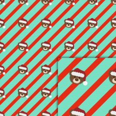 stripes christmas teddy bear pattern