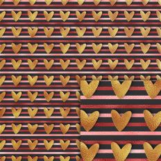 stripes hearts foil style pattern
