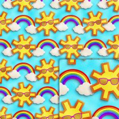 sun rainbow foil style pattern