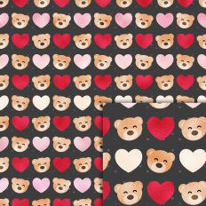 teddy bear hearts foil style pattern