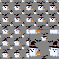 witch ghost and bats pattern