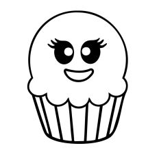 HALLOWEEN CUPCAKE OUTLINE SVG | GHOST OUTLINE SVG