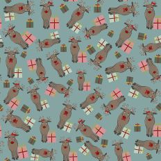 Reindeer party on teal printable background