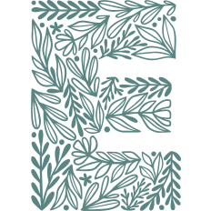 letter e with leaves