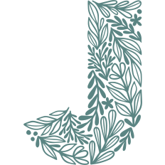 letter j with leaves