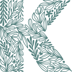 letter k with leaves