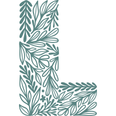 letter L with leaves