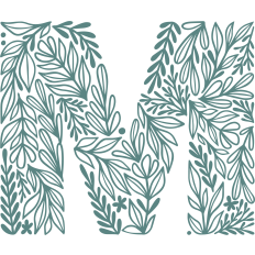 letter m with leaves