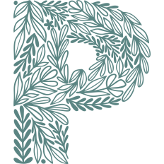 letter p with leaves