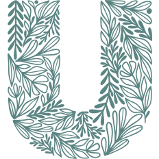 letter u with leaves