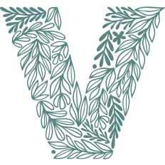letter v with leaves