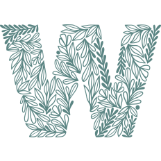 letter w with leaves