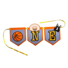 Basketball First Birthday Highchair Banner