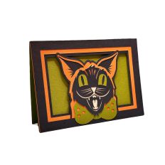 Retro Halloween Hooligan Cat Tunnel Card