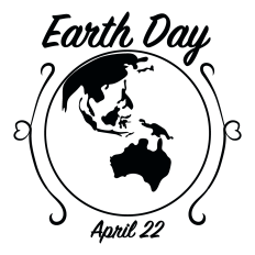 Earth Day April 22 Globe with Australia and Asia