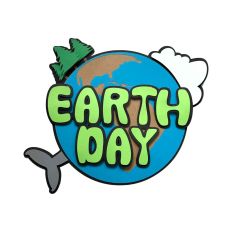 Earth Day Globe with Whale Tale Tree and Cloud
