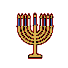Happy Hanukkah, Menora candelabra, candles, multi layered SVG