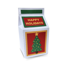 Large 3D Milk Box SVG with Happy Holidays and layered Christmas Tree designs