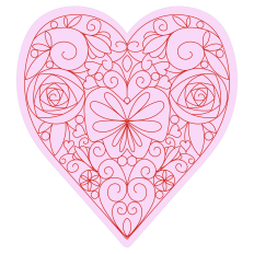 Floral Heart Sketch Design - Folk Art Style