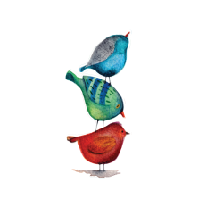 Watercolor birds print and cut