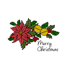 Merry Christmas Poinsettia Flat Design