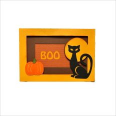 Halloween Boo Greeting Card Cat in Moon