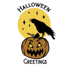 Vintage Crow and Pumpkin Halloween Greetings