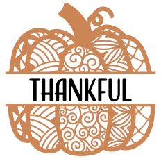 Split Frame Thankful Pumpkin with Intricate Patterns