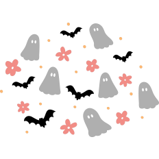Ghosts Silhouettes, Flowers and Bats