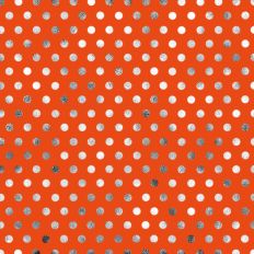Orange Silver Foil Polkadot Background Pattern