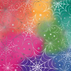 Rainbow and Silver Foiled Spiderweb Halloween Background