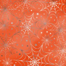 Orange and Silver Foiled Spiderweb Halloween Background