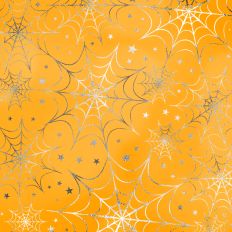 Yellow and Silver Foiled Spiderweb Halloween Background