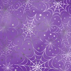 Purple and Silver Foiled Spiderweb Halloween Background